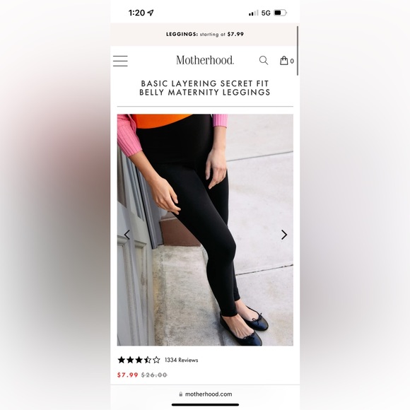 MOTHERHOOD MATERNITY BASIC LAYERING SECRET FIT BELLY MATERNITY BLACK LEGGINGS - Picture 8 of 9